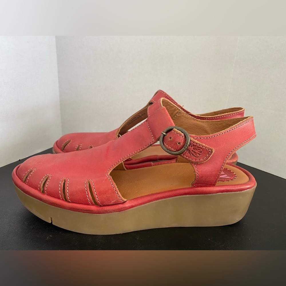 Fly London Red Leather Platform Wedge Heels Mary Jane Pump Size 36 - Picture 2 of 8